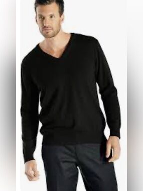 cashmere Charter Club man’s black 100% cashmere sweater V neck. XXL